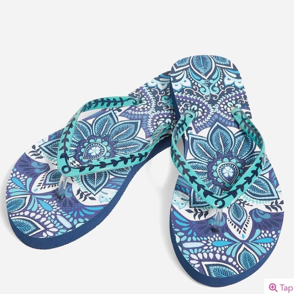 NWT Vera Bradley Flip Flops - Blue Island Medallion - Women's Large Sz 9/10 - Picture 8 of 9